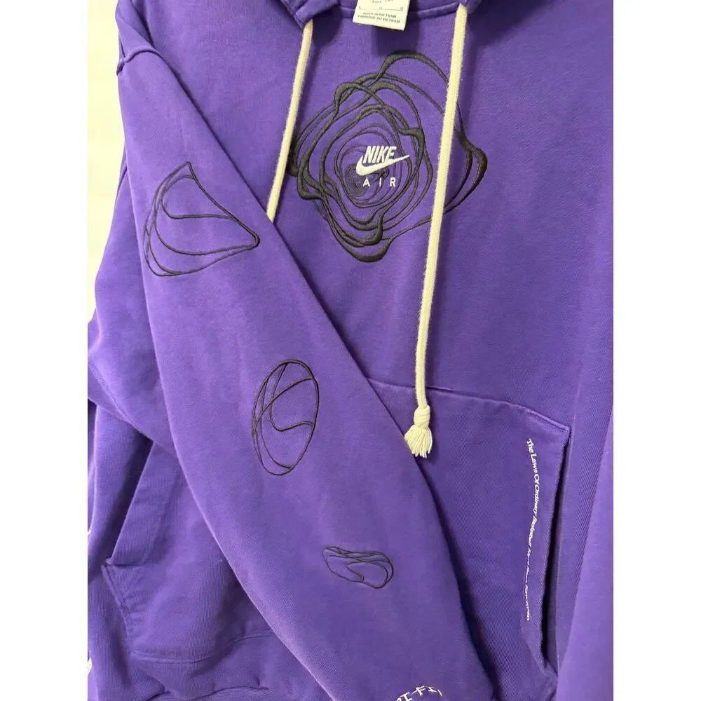 Nike Air Dri Fit Purple Rose Embroidered Graphic Hoodie Jacket L